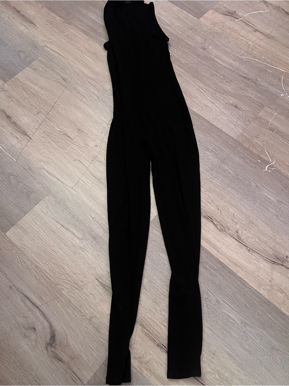 Fashion Nova Black Ribbed Sleeveless Jumpsuit